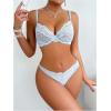 imageWomens 2 Piece Lingerie Set Floral Mesh Push Up Lace Bralette Babydoll Lingerie Bra and Panty SetsLight Blue