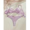 imageWomens 2 Piece Lingerie Set Floral Mesh Push Up Lace Bralette Babydoll Lingerie Bra and Panty SetsPurple