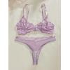 imageWomens 2 Piece Lingerie Set Floral Mesh Push Up Lace Bralette Babydoll Lingerie Bra and Panty SetsPurple