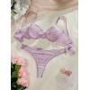 imageWomens 2 Piece Lingerie Set Floral Mesh Push Up Lace Bralette Babydoll Lingerie Bra and Panty SetsPurple