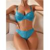 imageWomens 2 Piece Lingerie Set Floral Mesh Push Up Lace Bralette Babydoll Lingerie Bra and Panty SetsTeal Blue