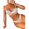 imageWomens 2 Piece Lingerie Set Floral Mesh Push Up Lace Bralette Babydoll Lingerie Bra and Panty SetsWhite