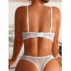 imageWomens 2 Piece Lingerie Set Floral Mesh Push Up Lace Bralette Babydoll Lingerie Bra and Panty SetsWhite