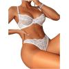 imageWomens 2 Piece Lingerie Set Floral Mesh Push Up Lace Bralette Babydoll Lingerie Bra and Panty SetsWhite