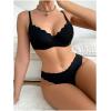 imageWomens 2 Piece Lingerie Sets Scallop Trim Lightly Lined Underwire Bra and Low Rise Briefs UnderwearBlack