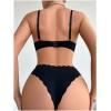 imageWomens 2 Piece Lingerie Sets Scallop Trim Lightly Lined Underwire Bra and Low Rise Briefs UnderwearBlack