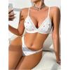 imageWomens 2 Piece Lingerie Sets Scallop Trim Lightly Lined Underwire Bra and Low Rise Briefs UnderwearHeart White