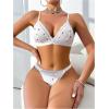 imageWomens 2 Piece Lingerie Sets Scallop Trim Lightly Lined Underwire Bra and Low Rise Briefs UnderwearHeart White