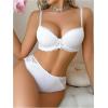 imageWomens 2 Piece Lingerie Sets Scallop Trim Lightly Lined Underwire Bra and Low Rise Briefs UnderwearWhite