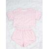 imageWomens 2 Piece Pajama Set Stripe Short Sleeve Crewneck Crop Lounge Shorts Set Soft SleepwearCoral Pink