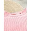 imageWomens 2 Piece Pajama Set Stripe Short Sleeve Crewneck Crop Lounge Shorts Set Soft SleepwearLight Pink