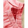 imageWomens 2 Piece Pajama Set Stripe Short Sleeve Crewneck Crop Lounge Shorts Set Soft SleepwearRed