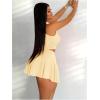 imageWomens 2 Piece Tennis Skirt Set Sleeveless Racerback Crop Tank Tops High Waisted Pleated Mini Skirt OutfitsPure Yellow