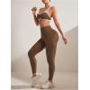 imageWomens 2 Piece Workout Tracksuits Set Crisscross Strappy Sports Bra and Tummy Control LeggingsBrown