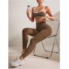 imageWomens 2 Piece Workout Tracksuits Set Crisscross Strappy Sports Bra and Tummy Control LeggingsBrown