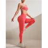 imageWomens 2 Piece Workout Tracksuits Set Crisscross Strappy Sports Bra and Tummy Control LeggingsCoral Pink