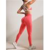 imageWomens 2 Piece Workout Tracksuits Set Crisscross Strappy Sports Bra and Tummy Control LeggingsCoral Pink