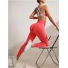 imageWomens 2 Piece Workout Tracksuits Set Crisscross Strappy Sports Bra and Tummy Control LeggingsCoral Pink