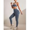 imageWomens 2 Piece Workout Tracksuits Set Crisscross Strappy Sports Bra and Tummy Control LeggingsDark Grey