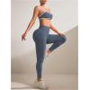 imageWomens 2 Piece Workout Tracksuits Set Crisscross Strappy Sports Bra and Tummy Control LeggingsDark Grey