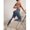 imageWomens 2 Piece Workout Tracksuits Set Crisscross Strappy Sports Bra and Tummy Control LeggingsDark Grey
