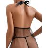 imageWomens Babydoll Lingerie for Women Halter Mesh Thong Lace Chemise Nightgowns Teddy Nighty SleepwearBlack