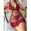 imageWomens Babydoll Lingerie for Women Halter Mesh Thong Lace Chemise Nightgowns Teddy Nighty SleepwearBurgundy