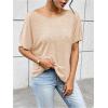 imageWomens Backless Twist Knot T Shirt Oversized Solid Short Sleeve Tees Open Back Asymmetrical Hem Casual TopsApricot