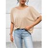 imageWomens Backless Twist Knot T Shirt Oversized Solid Short Sleeve Tees Open Back Asymmetrical Hem Casual TopsApricot