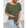 imageWomens Backless Twist Knot T Shirt Oversized Solid Short Sleeve Tees Open Back Asymmetrical Hem Casual TopsArmy Green
