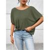 imageWomens Backless Twist Knot T Shirt Oversized Solid Short Sleeve Tees Open Back Asymmetrical Hem Casual TopsArmy Green