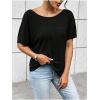 imageWomens Backless Twist Knot T Shirt Oversized Solid Short Sleeve Tees Open Back Asymmetrical Hem Casual TopsBlack