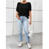 imageWomens Backless Twist Knot T Shirt Oversized Solid Short Sleeve Tees Open Back Asymmetrical Hem Casual TopsBlack