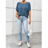 imageWomens Backless Twist Knot T Shirt Oversized Solid Short Sleeve Tees Open Back Asymmetrical Hem Casual TopsBlue