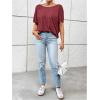imageWomens Backless Twist Knot T Shirt Oversized Solid Short Sleeve Tees Open Back Asymmetrical Hem Casual TopsBurgundy