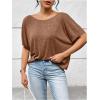 imageWomens Backless Twist Knot T Shirt Oversized Solid Short Sleeve Tees Open Back Asymmetrical Hem Casual TopsCoffee Brown