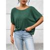 imageWomens Backless Twist Knot T Shirt Oversized Solid Short Sleeve Tees Open Back Asymmetrical Hem Casual TopsDark Green