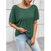 imageWomens Backless Twist Knot T Shirt Oversized Solid Short Sleeve Tees Open Back Asymmetrical Hem Casual TopsDark Green
