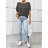 imageWomens Backless Twist Knot T Shirt Oversized Solid Short Sleeve Tees Open Back Asymmetrical Hem Casual TopsDark Grey