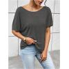imageWomens Backless Twist Knot T Shirt Oversized Solid Short Sleeve Tees Open Back Asymmetrical Hem Casual TopsDark Grey