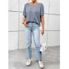 imageWomens Backless Twist Knot T Shirt Oversized Solid Short Sleeve Tees Open Back Asymmetrical Hem Casual TopsDusty Blue
