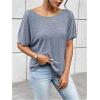 imageWomens Backless Twist Knot T Shirt Oversized Solid Short Sleeve Tees Open Back Asymmetrical Hem Casual TopsDusty Blue