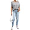 imageWomens Backless Twist Knot T Shirt Oversized Solid Short Sleeve Tees Open Back Asymmetrical Hem Casual TopsGrey