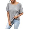 imageWomens Backless Twist Knot T Shirt Oversized Solid Short Sleeve Tees Open Back Asymmetrical Hem Casual TopsGrey