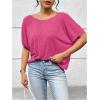 imageWomens Backless Twist Knot T Shirt Oversized Solid Short Sleeve Tees Open Back Asymmetrical Hem Casual TopsHot Pink