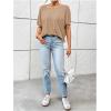imageWomens Backless Twist Knot T Shirt Oversized Solid Short Sleeve Tees Open Back Asymmetrical Hem Casual TopsKhaki