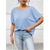 imageWomens Backless Twist Knot T Shirt Oversized Solid Short Sleeve Tees Open Back Asymmetrical Hem Casual TopsLight Blue