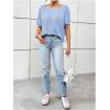 imageWomens Backless Twist Knot T Shirt Oversized Solid Short Sleeve Tees Open Back Asymmetrical Hem Casual TopsLight Blue
