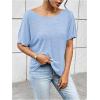 imageWomens Backless Twist Knot T Shirt Oversized Solid Short Sleeve Tees Open Back Asymmetrical Hem Casual TopsLight Blue