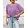 imageWomens Backless Twist Knot T Shirt Oversized Solid Short Sleeve Tees Open Back Asymmetrical Hem Casual TopsMauve Purple